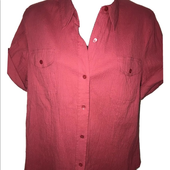 liz & co.pink stretch button up top. - Picture 2 of 6
